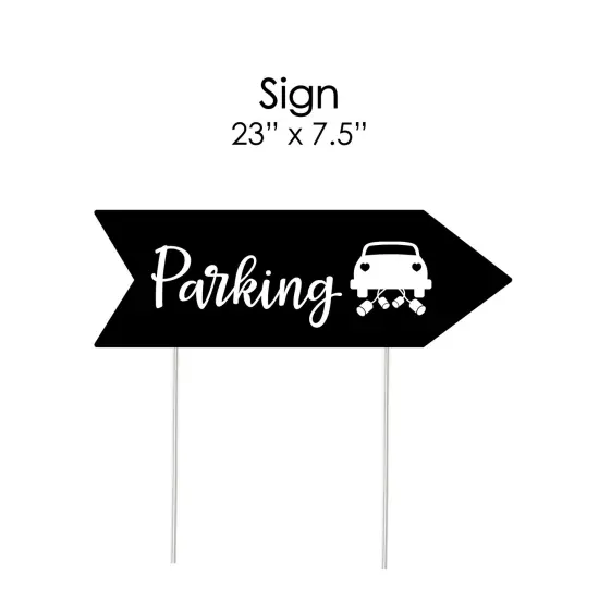 Big Dot of Happiness Black Wedding Parking Signs - Wedding Sign Arrow - Double Sided Directional Yard Signs - Set of 2 Parking Signs {7}