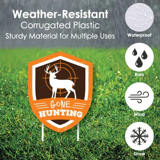 Big Dot of Happiness Gone Hunting - Yard Sign and Outdoor Lawn Decorations - Deer Hunting Camo Baby Shower or Birthday Party Yard Signs - Set of 8 {4}