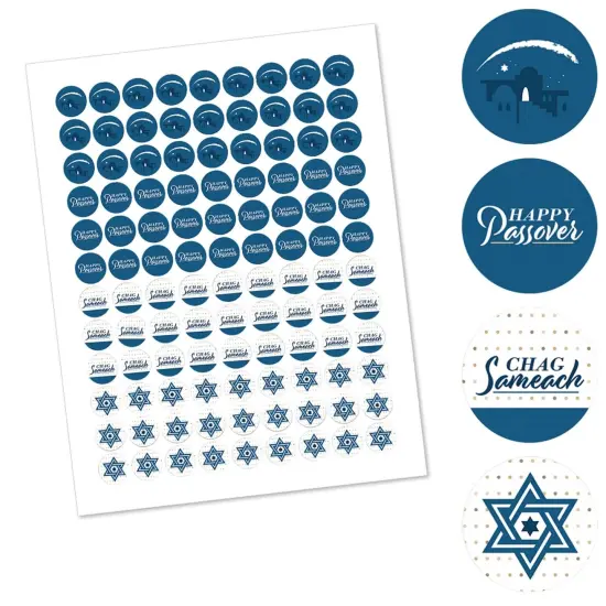 Big Dot of Happiness Happy Passover - Pesach Holiday Party Round Candy Sticker Favors - Labels Fits Chocolate Candy (1 sheet of 108) {3}