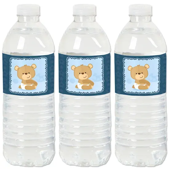Big Dot of Happiness Baby Boy Teddy Bear - Baby Shower Water Bottle Sticker Labels - Set of 20 {1}