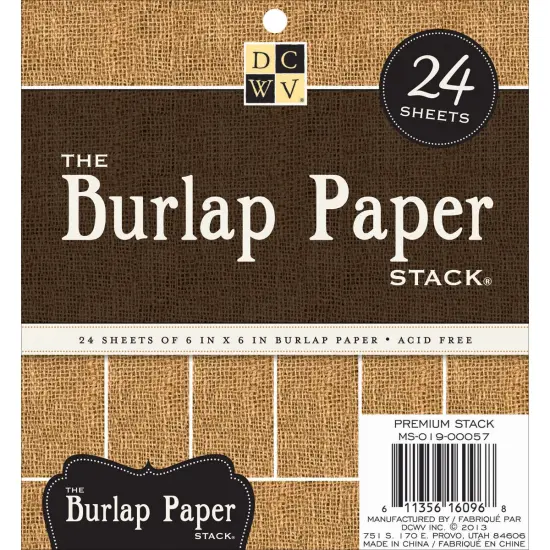 DCWV Single-Sided Specialty Stack 6"X6" 24/Pkg-Burlap, 6 Designs/4 Each {1}