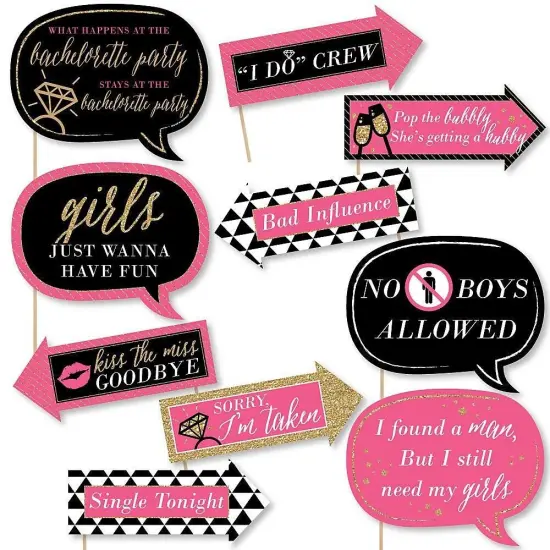 Big Dot of Happiness Funny Girls Night Out - Bachelorette Party Photo Booth Props Kit - 10 Piece {1}
