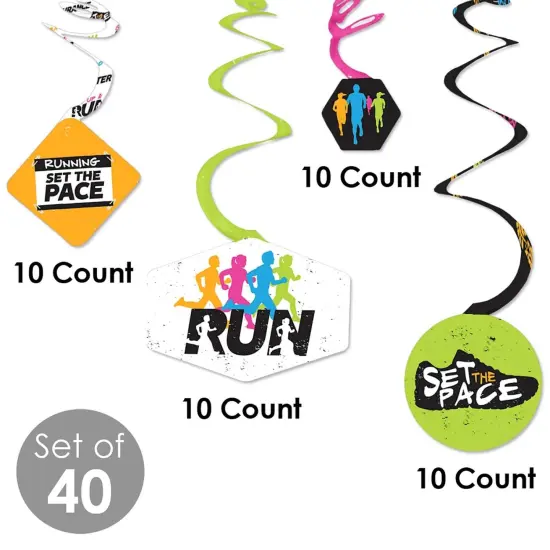 Big Dot of Happiness Set the Pace - Running - Track, Cross Country or Marathon Party Hanging Decor - Party Decoration Swirls - Set of 40 {6}