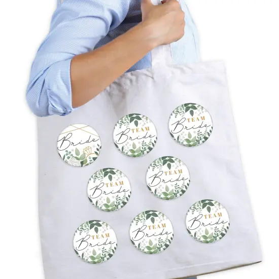 Big Dot of Happiness Boho Botanical Bride - 3 inch Greenery Bridal Shower and Wedding Party Badge - Pinback Buttons - Set of 8 {3}