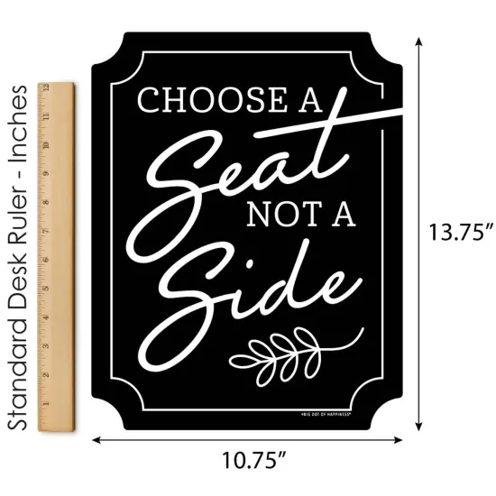 Big Dot of Happiness Black Choose a Seat, Not a Side - Outdoor Lawn Sign - Wedding Ceremony Seating Yard Sign - 1 Piece {4}