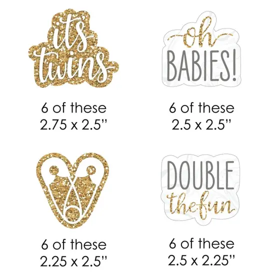 Big Dot of Happiness It's Twins - Paper Straw Decor - Gold Twins Baby Shower Striped Decorative Straws - Set of 24 {3}