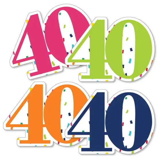 Big Dot of Happiness 40th Birthday - Cheerful Happy Birthday - Forty Shaped Decorations DIY Colorful Fortieth Birthday Party Essentials - Set of 20 {3}