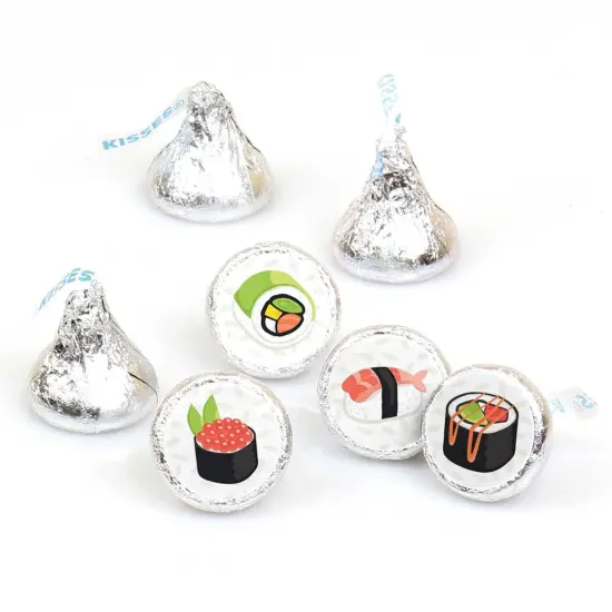 Big Dot of Happiness Let's Roll - Sushi - Japanese Party Round Candy Sticker Favors - Labels Fits Chocolate Candy (1 sheet of 108) {1}