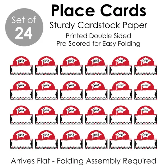 Big Dot of Happiness Red Grad - Best is Yet to Come - Red Graduation Party Tent Buffet Card - Table Setting Name Place Cards - Set of 24 {7}