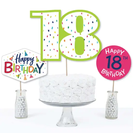 Big Dot of Happiness 18th Birthday - Cheerful Happy Birthday - Colorful Eighteenth Birthday Party Centerpiece Sticks - Table Toppers - Set of 15 {4}