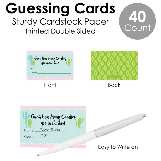 Big Dot of Happiness Whole Llama Fun - How Many Candies Llama Fiesta Baby Shower or Birthday Party Game - 1 Stand and 40 Cards - Candy Guessing Game {7}