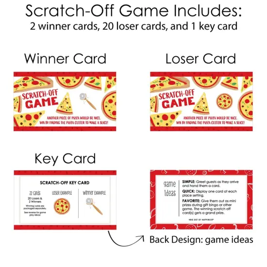 Big Dot of Happiness Pizza Party Time - Baby Shower or Birthday Party Game Scratch Off Cards - 22 Count {6}