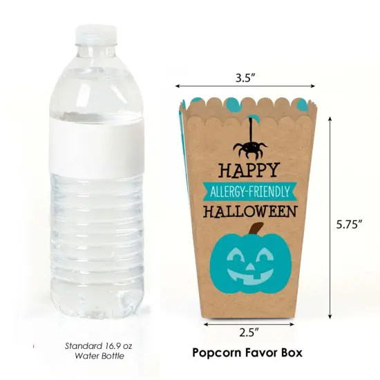 Big Dot of Happiness Teal Pumpkin - Halloween Allergy Friendly Trick or Trinket Favor Popcorn Treat Boxes - Set of 12 {3}
