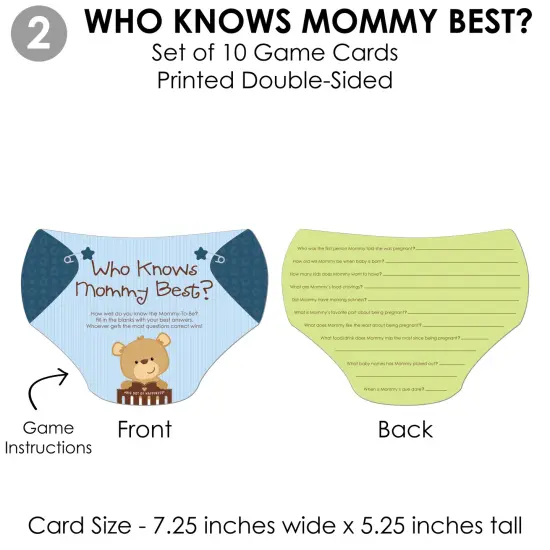 Big Dot of Happiness Baby Boy Teddy Bear - 4 Baby Shower Games - 10 Cards Each - Gamerific Bundle {7}