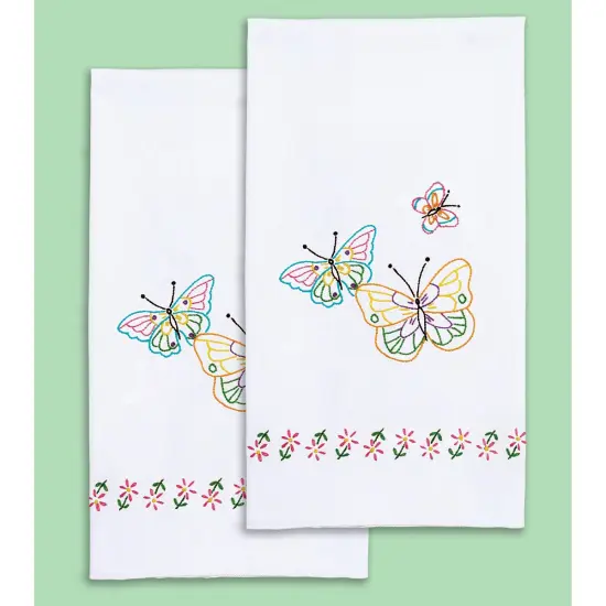 Jack Dempsey Stamped Decorative Hand Towel Pair 17"X28"-Fluttering Butterflies {2}