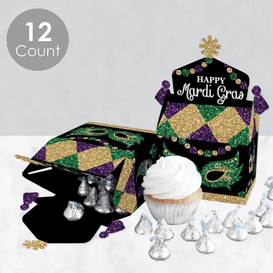 Big Dot of Happiness Mardi Gras - Treat Box Party Favors - Masquerade Party Goodie Gable Boxes - Set of 12 {4}
