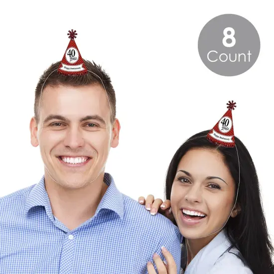 Big Dot of Happiness We Still Do - 40th Wedding Anniversary - Mini Cone Anniversary Party Hats - Small Little Party Hats - Set of 8 {3}