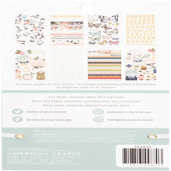 American Crafts Sticker Book 4.75"X8"-1canoe2, 1519/Pkg {3}