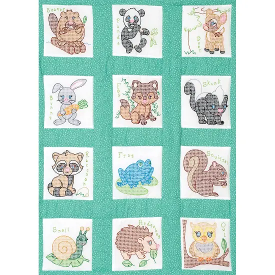 Jack Dempsey Stamped White Nursery Quilt Blocks 9"X9" 12/Pkg-Forest Friends {3}