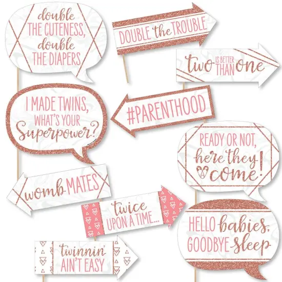Big Dot of Happiness Funny It's Twin Girls - Pink and Rose Gold Twins Baby Shower Photo Booth Props Kit - 10 Piece {1}