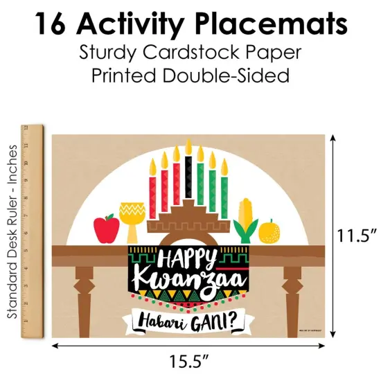 Big Dot of Happiness Happy Kwanzaa - Paper Coloring Sheets - Activity Placemats - Set of 16 {6}