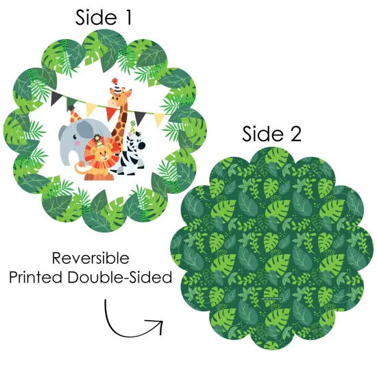 Big Dot of Happiness Jungle Party Animals Safari Zoo Animal Birthday Party or Baby Shower Round Table Decorations Paper Chargers Place Setting For 12 {4}