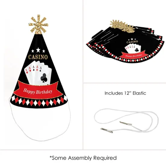 Big Dot of Happiness Las Vegas - Cone Happy Birthday Party Hats for Kids and Adults - Set of 8 (Standard Size) {6}