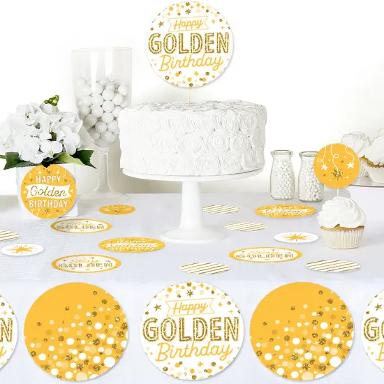 Big Dot of Happiness Golden Birthday - Happy Birthday Party Giant Circle Confetti - Party Decorations - Large Confetti 27 Count {6}
