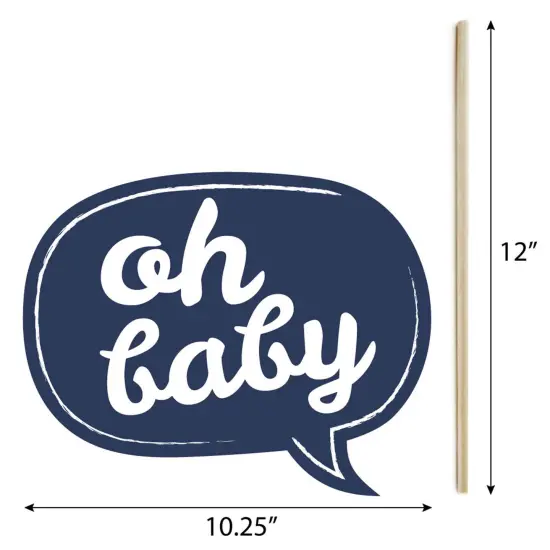 Big Dot of Happiness Hello Little One - Blue and Silver - Boy Baby Shower Photo Booth Props Kit - 20 Count {7}