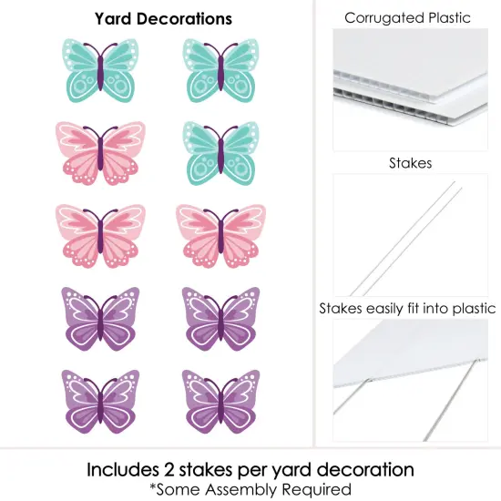 Big Dot of Happiness Beautiful Butterfly - Lawn Decorations - Outdoor Floral Baby Shower or Birthday Party Yard Decorations - 10 Piece {7}