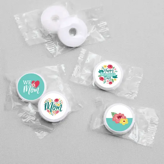 Big Dot of Happiness Colorful Floral Happy Mother's Day - We Love Mom Party Round Candy Sticker Favors - Labels Fits Chocolate Candy (1 sheet of 108) {4}