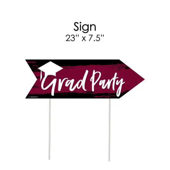 Big Dot of Happiness Maroon Graduation Party Sign Arrow - Double Sided Directional Yard Signs - Set of 2 {7}