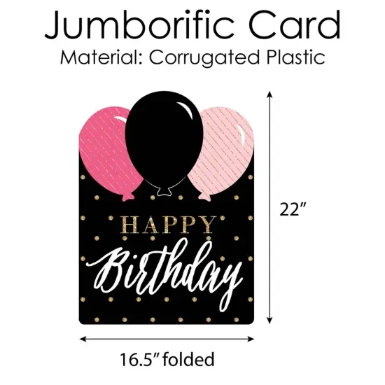 Big Dot of Happiness Chic Happy Birthday - Pink, Black and Gold - Happy Birthday Giant Greeting Card - Big Shaped Jumborific Card {6}