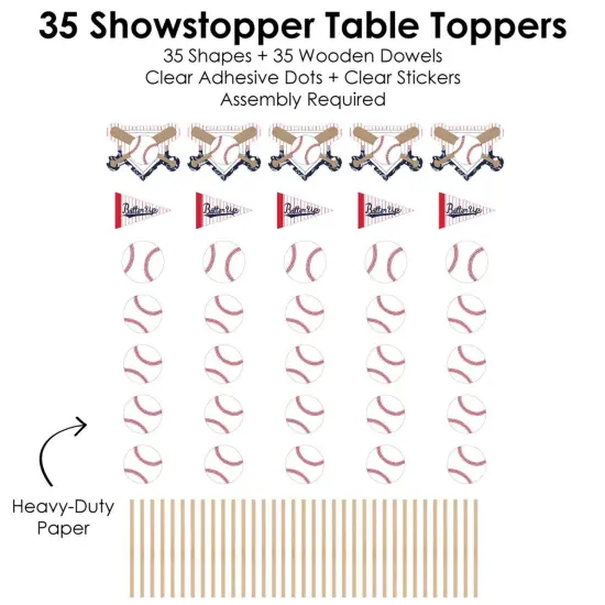 Big Dot of Happiness Batter Up - Baseball - Baby Shower or Birthday Party Centerpiece Sticks - Showstopper Table Toppers - 35 Pieces {7}