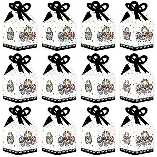 Big Dot of Happiness Day of the Dead - Square Favor Gift Boxes - Sugar Skull Party Bow Boxes - Set of 12 {6}