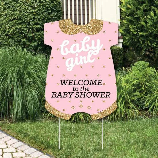Big Dot of Happiness Hello Little One - Pink and Gold - Party Decorations - It's A Girl Baby Shower Welcome Yard Sign {1}