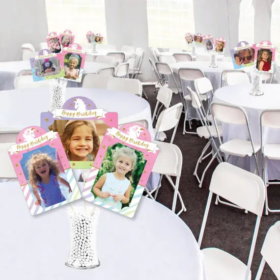 Big Dot of Happiness Rainbow Unicorn - Magical Unicorn Birthday Party Picture Centerpiece Sticks - Photo Table Toppers - 15 Pieces {4}