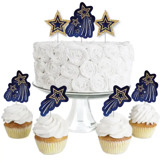 Big Dot of Happiness Starry Skies - Dessert Cupcake Toppers - Gold Celestial Party Clear Treat Picks - Set of 24 {1}
