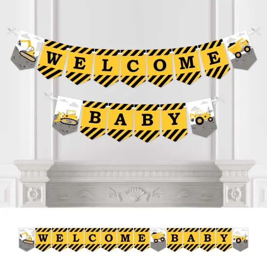 Big Dot of Happiness Dig It - Construction Party Zone - Baby Shower Bunting Banner - Party Decorations - Welcome Baby {1}