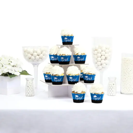 Big Dot of Happiness Blue Graduation Party Decorations - Party Cupcake Wrappers - Set of 12 {3}