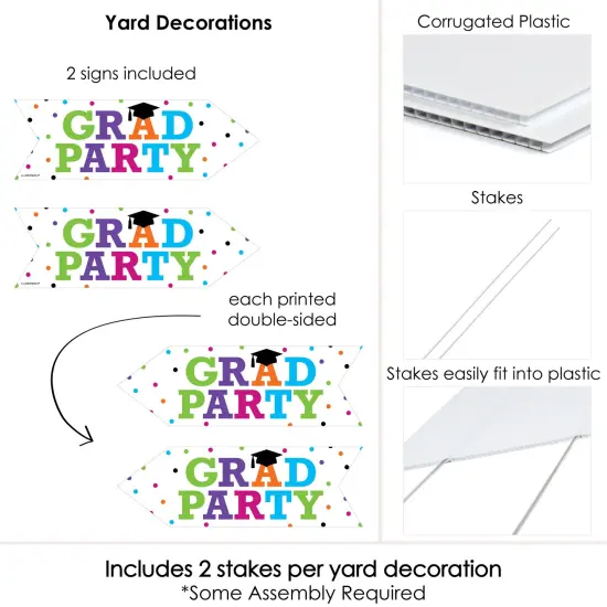 Big Dot of Happiness Hats Off Grad - Graduation Party Sign Arrow - Double Sided Directional Yard Signs - Set of 2 {6}