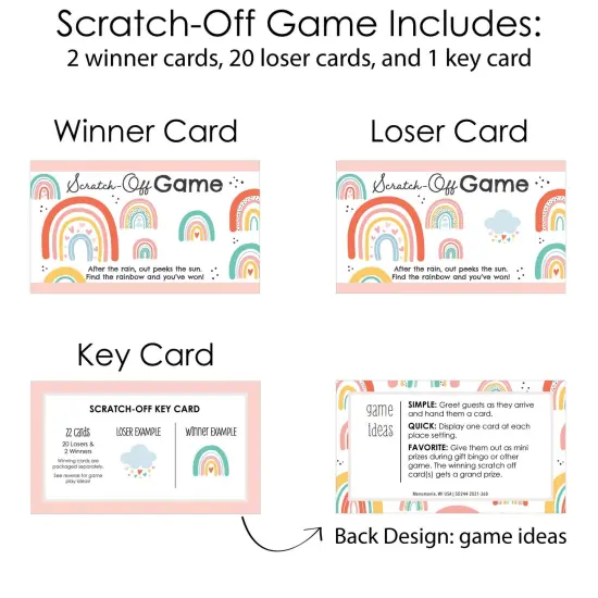 Big Dot of Happiness Hello Rainbow - Boho Baby Shower and Birthday Party Game Scratch Off Cards - 22 Count {6}