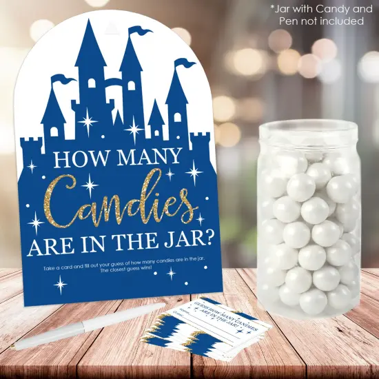 Big Dot of Happiness Royal Prince Charming - How Many Candies Baby Shower or Birthday Party Game - 1 Stand and 40 Cards - Candy Guessing Game {3}