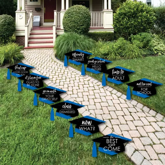 Big Dot of Happiness Blue Graduation Lawn Decorations - 10 Piece {1}