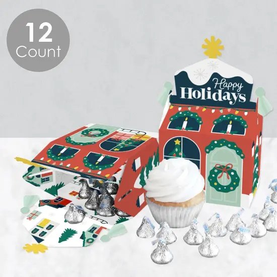 Big Dot of Happiness Christmas Village - Treat Box Party Favors - Holiday Winter Houses Goodie Gable Boxes - Set of 12 {4}