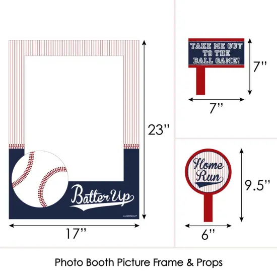 Big Dot of Happiness Batter Up - Baseball - Birthday Party or Baby Shower Selfie Photo Booth Picture Frame & Props - Printed on Sturdy Material {6}