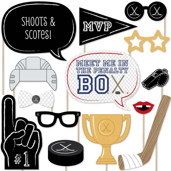 Big Dot of Happiness Shoots and Scores - Hockey Photo Booth Props Kit - 20 Count {1}