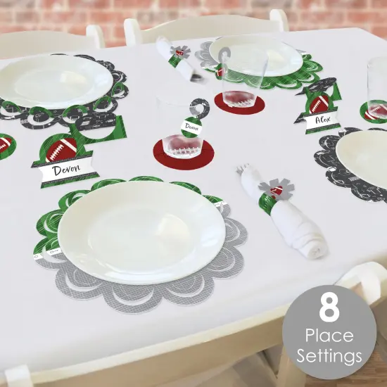 Big Dot of Happiness End Zone - Football - Baby Shower or Birthday Party Paper Charger and Table Decorations - Chargerific Kit - Place Setting for 8 {3}