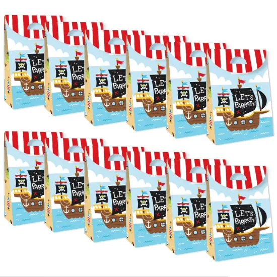 Big Dot of Happiness Pirate Ship Adventures - Skull Birthday Gift Favor Bags - Party Goodie Boxes - Set of 12 {6}