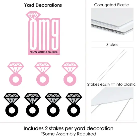 Big Dot of Happiness Omg, You're Getting Married - Yard Sign and Outdoor Lawn Decorations - Engagement Party Yard Signs - Set of 8 {6}
